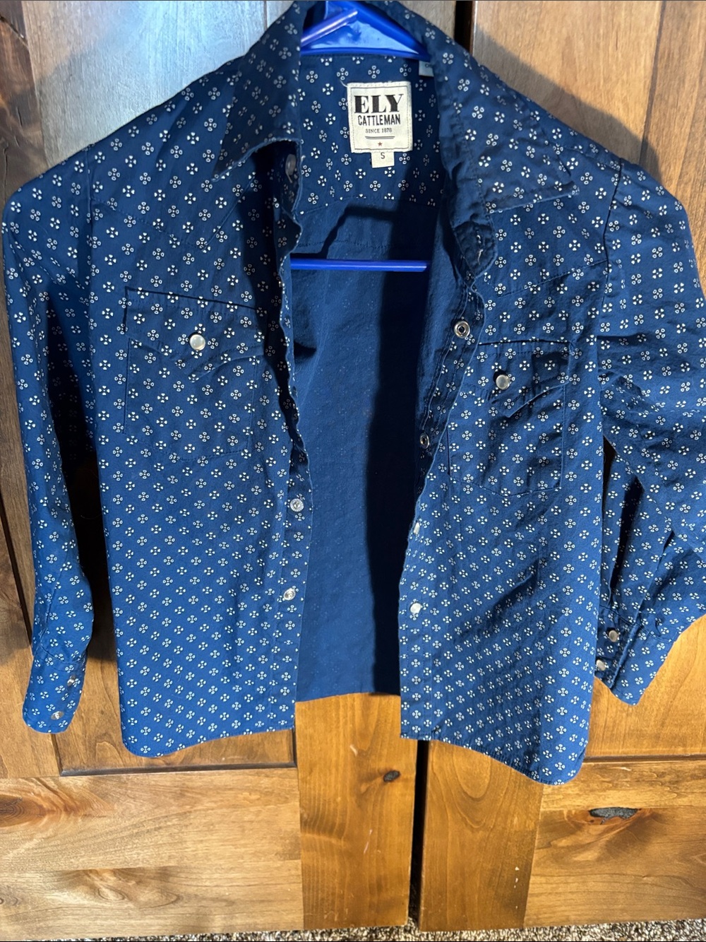 Ely Cattleman Navy Blue Floral Snap Western Shirt